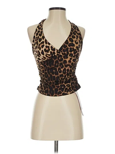Pre-owned Romwe Sleeveless Top Brown Halter Neckline Tops