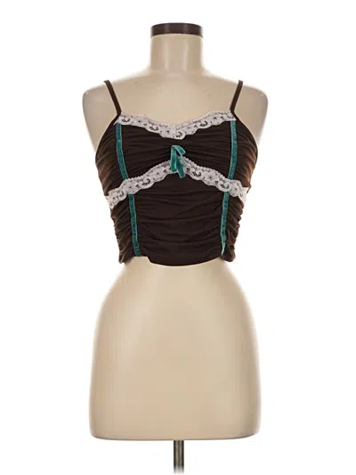 Pre-owned Romwe Sleeveless Top Brown Sweetheart Neckline Tops