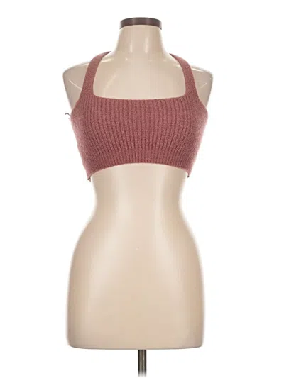 Pre-owned Romwe Sleeveless Top Burgundy Halter Neckline Tops