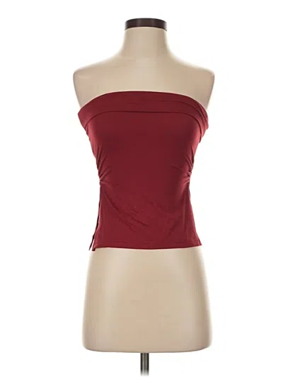 Pre-owned Romwe Sleeveless Top Burgundy Strapless Neckline Tops