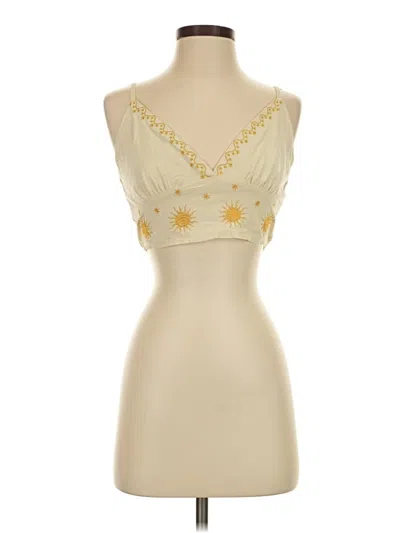 Pre-owned Romwe Sleeveless Top Gold Strapless Neckline Tops