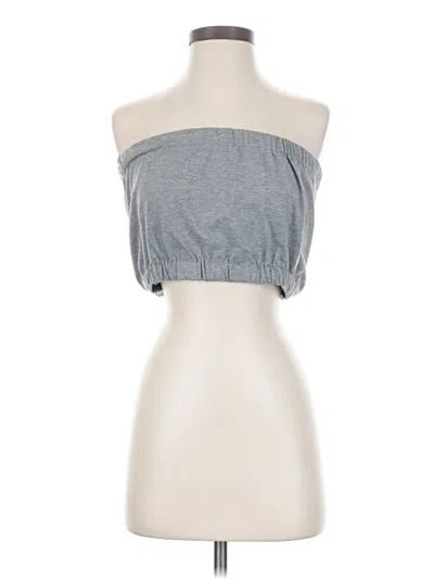 Pre-owned Romwe Sleeveless Top Gray Strapless Neckline Tops