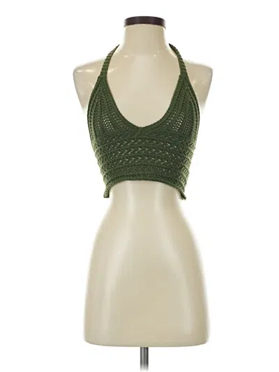 Pre-owned Romwe Sleeveless Top Green Halter Neckline Tops