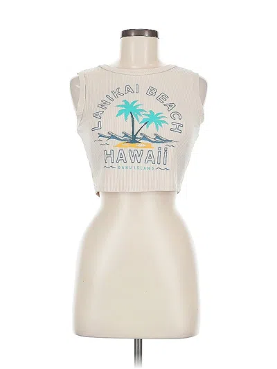 Pre-owned Romwe Sleeveless Top Ivory Halter Neckline Tops In White