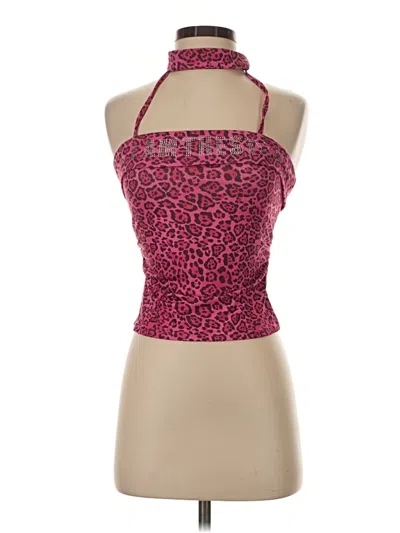 Pre-owned Romwe Sleeveless Top Pink Halter Neckline Tops