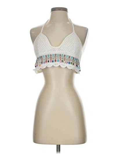 Pre-owned Romwe Sleeveless Top White Halter Neckline Tops