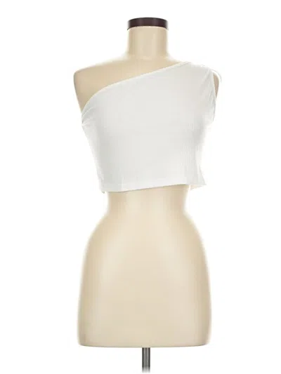 Pre-owned Romwe Sleeveless Top White One Shoulder Neckline Tops