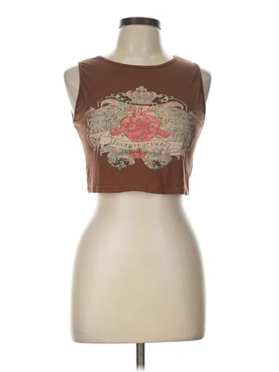 Pre-owned Romwe Sleeveless T-shirt In Brown