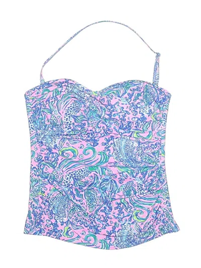Pre-owned Romwe Swimsuit Top Blue Paisley Pattern Swimwear