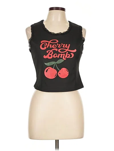 Pre-owned Romwe Tank Top Black Strapless Neckline Tops