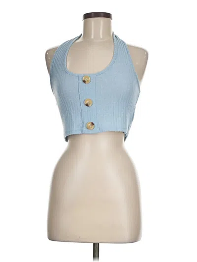Pre-owned Romwe Tank Top Blue Halter Neckline Tops
