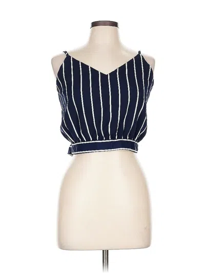 Pre-owned Romwe Tank Top Blue Strapless Neckline Tops