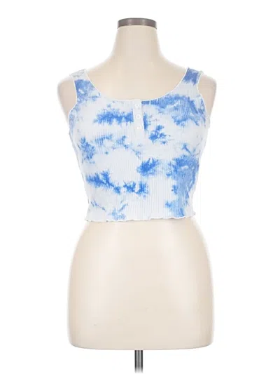 Pre-owned Romwe Tank Top Blue Strapless Neckline Tops