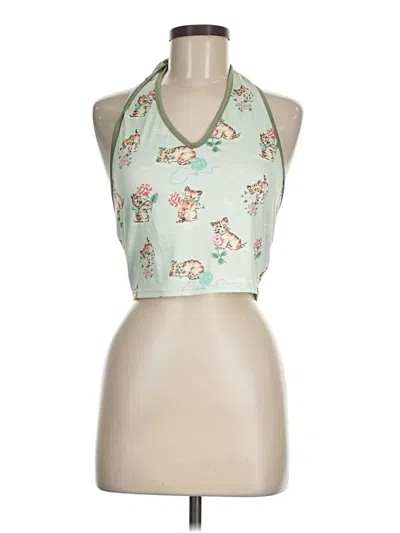 Pre-owned Romwe Tank Top Green Halter Neckline Tops