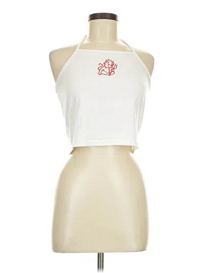 Romwe Tank Top Ivory Halter Neckline Tops