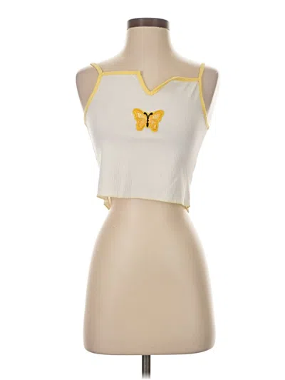Pre-owned Romwe Tank Top Ivory Halter Neckline Tops In White