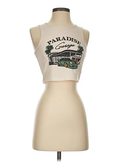 Pre-owned Romwe Tank Top Ivory Strapless Neckline Tops