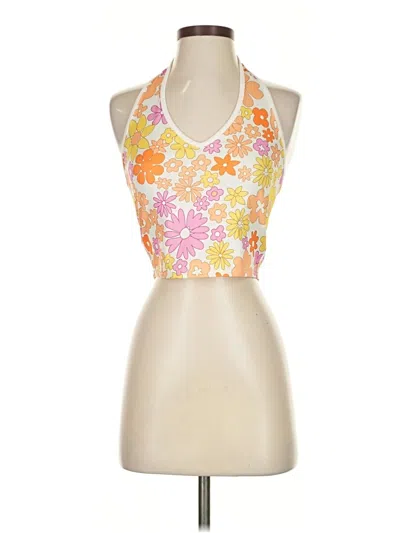 Pre-owned Romwe Tank Top Orange Halter Neckline Tops