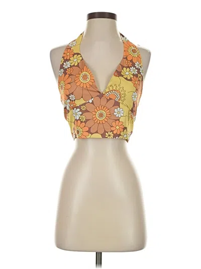 Pre-owned Romwe Tank Top Orange Halter Neckline Tops