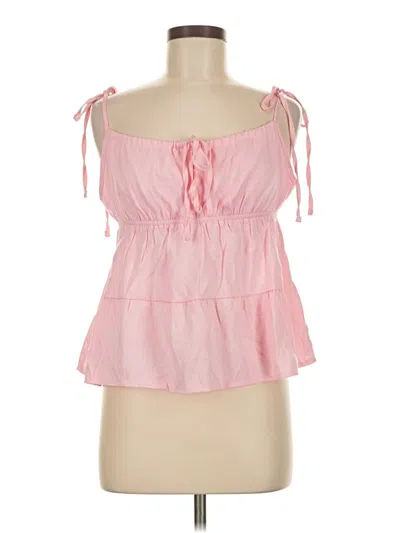 Pre-owned Romwe Tank Top Pink Strapless Neckline Tops