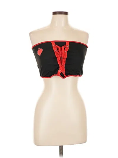 Pre-owned Romwe Tube Top Black Strapless Neckline Tops