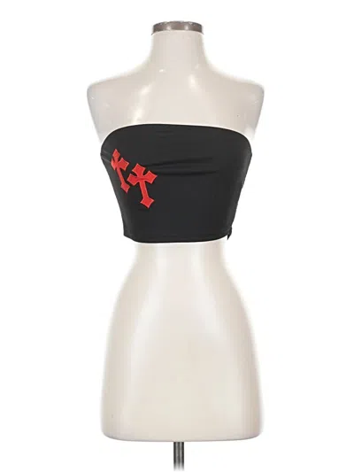 Pre-owned Romwe Tube Top Black Strapless Neckline Tops