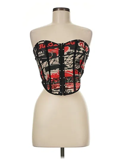 Pre-owned Romwe Tube Top Black Strapless Neckline Tops
