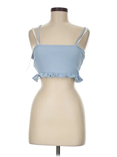 Pre-owned Romwe Tube Top Blue Strapless Neckline Tops