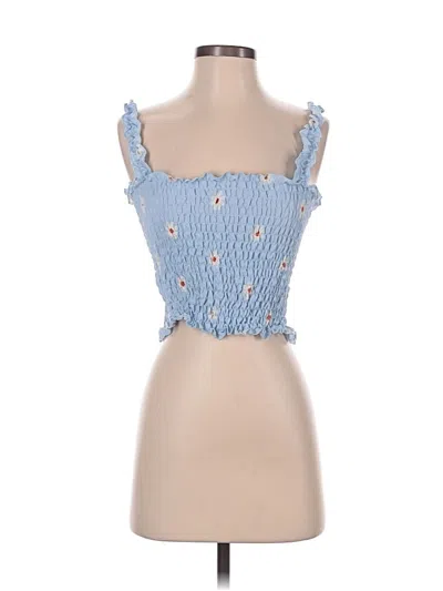 Pre-owned Romwe Tube Top Blue Sweetheart Neckline Tops