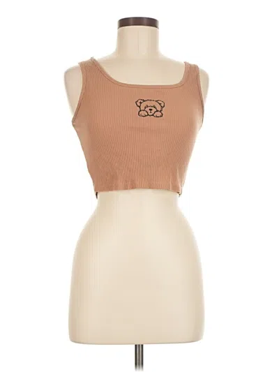 Pre-owned Romwe Tube Top Brown Square Neckline Tops