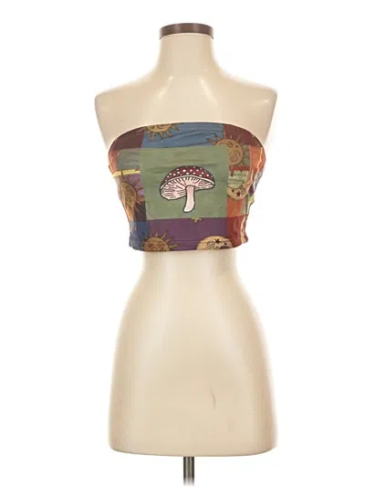 Pre-owned Romwe Tube Top Brown Strapless Neckline Tops