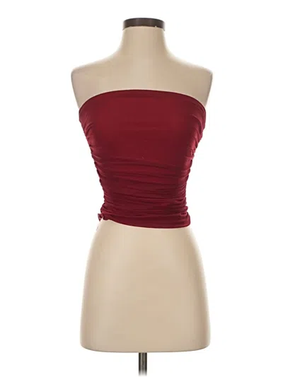 Pre-owned Romwe Tube Top Burgundy Strapless Neckline Tops