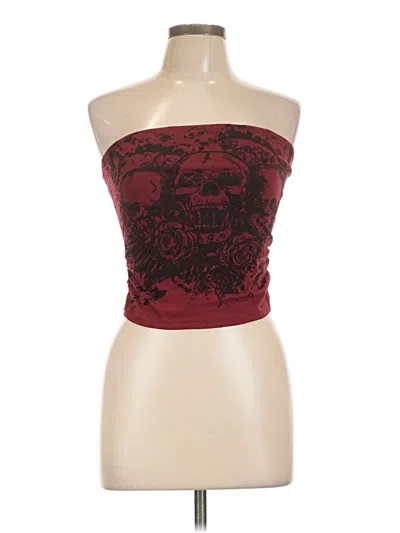 Pre-owned Romwe Tube Top Burgundy Strapless Neckline Tops