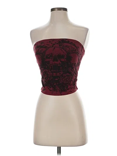 Pre-owned Romwe Tube Top Burgundy Strapless Neckline Tops