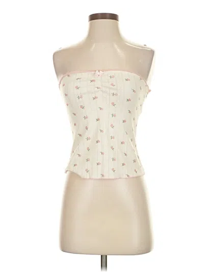 Pre-owned Romwe Tube Top Ivory Strapless Neckline Tops