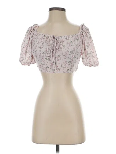 Pre-owned Romwe Tube Top Pink Strapless Neckline Tops