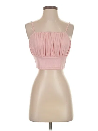 Pre-owned Romwe Tube Top Pink Strapless Neckline Tops