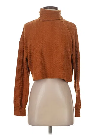 Pre-owned Romwe Turtleneck Sweater In Brown