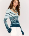 Romy Havana Crochet Top In Green Stripe