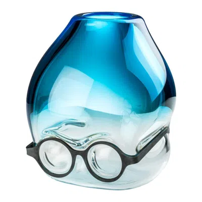 Pre-owned Ron Arad 21st Century Where Are My Glasses, Under Vase In Aquamarine/crystal By  In Blue