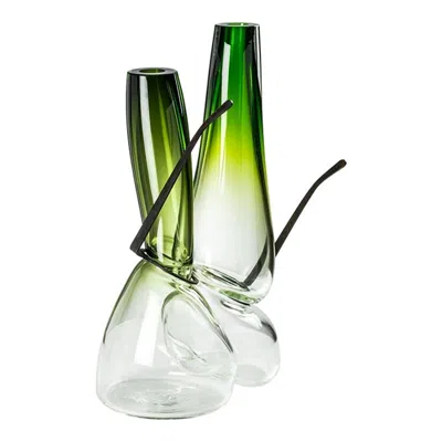 Pre-owned Ron Arad 21st Century Where Are My Glasses Xxl, Double Lens Vase In Multicolour In Green