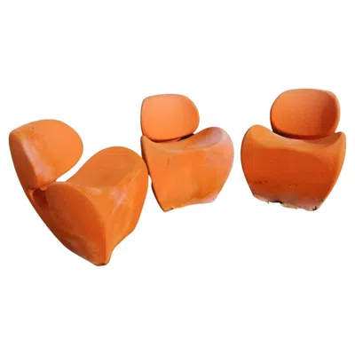 Pre-owned Ron Arad Circa 1991, Four Soft Big Heavy Orange Armchairs Made By Moroso, Italy