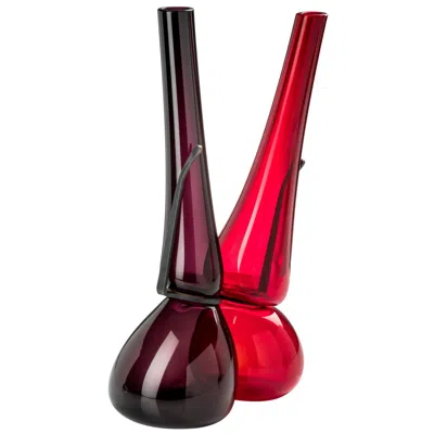 Pre-owned Ron Arad Venini 'where Are My Glasses?' Double Lens Vase In Red And Violet By