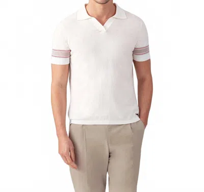 Ron Dorff Cotton-linen V-neck Polo In Off White