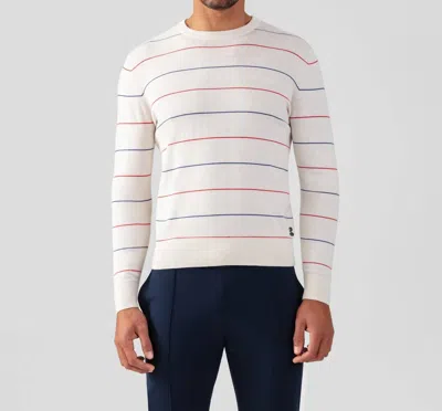 Ron Dorff Cotton-silk Cashmere Sweater With Tennis Stripes In Off White In Transparent