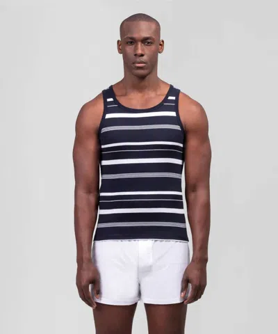 Ron Dorff Irregular Stripes Tank Top In Navy White In Multi