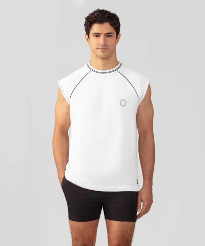 Ron Dorff Organic Cotton Sleeveless Sweatshirt With Piping In Off White In Multi