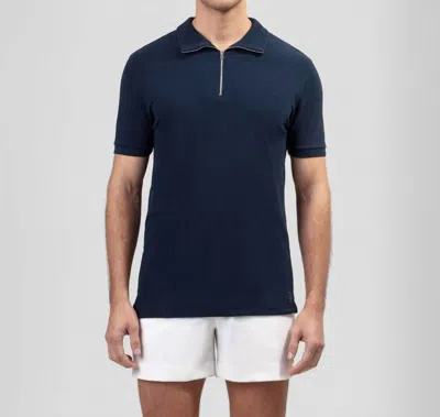 Ron Dorff Short Sleeve Cotton Piqué Rd Polo In Navy In Blue