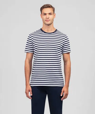 Ron Dorff Short Sleeve T-shirt Eyelet Edition In Navy White In Blue