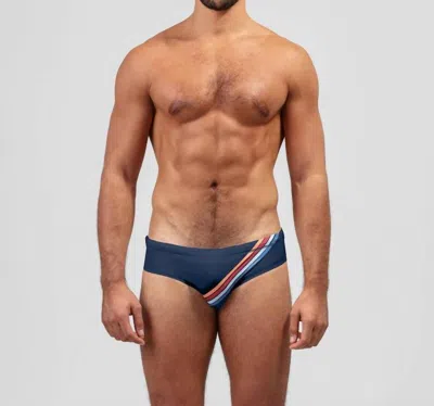 Ron Dorff Swim Briefs Diagonal Stripes In Navy In Blue